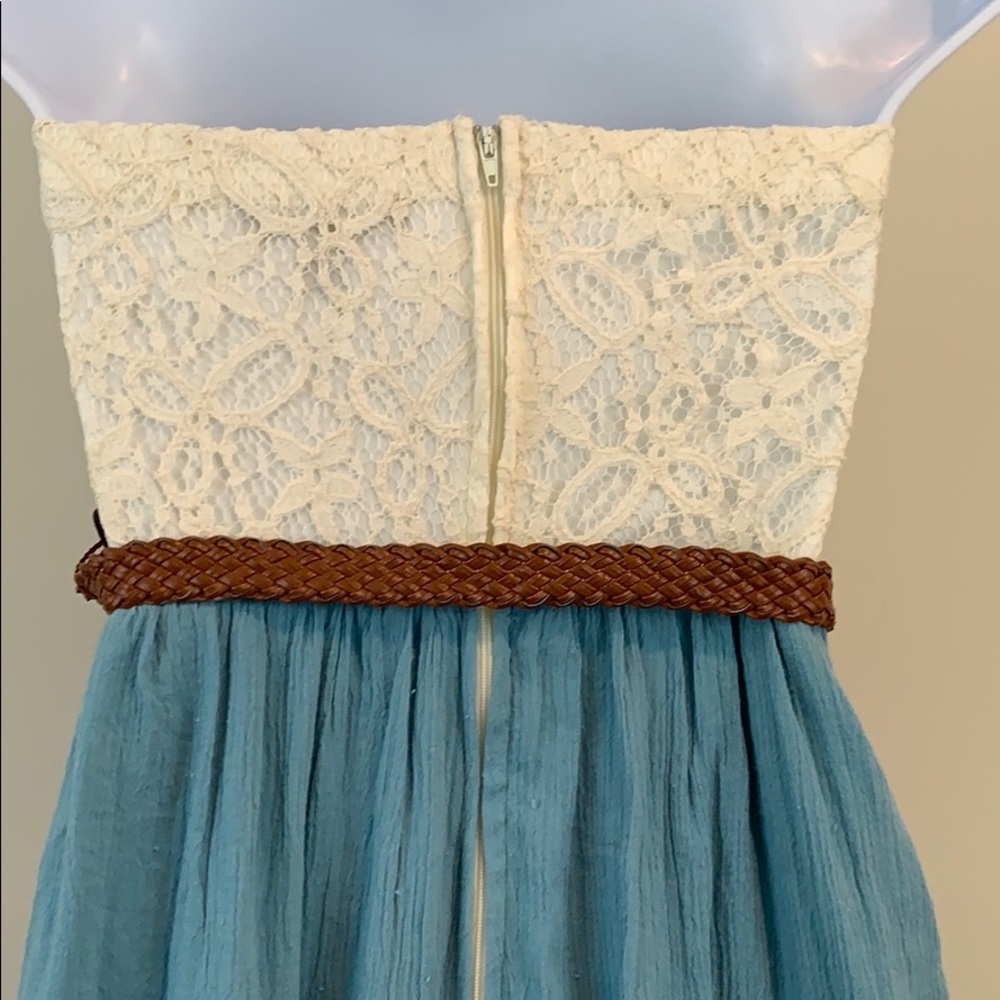 City Triangles Strapless Lace Top Belted Dress - Picture 7 of 8